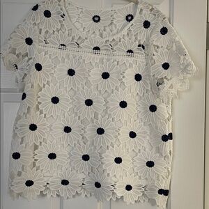 Floral Lace Women Top - White and Black